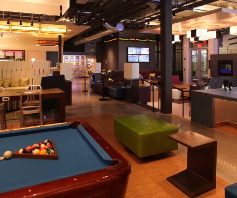 Pool table at Aloft Hotel