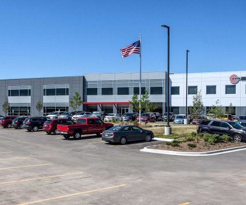Parking lot and exterior of AMS Mechanical Systems