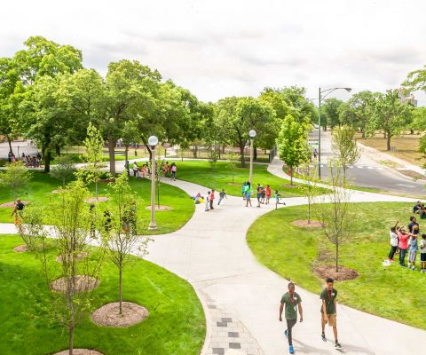 Park surrounding the Arts & Recreation Center at Ellis Park